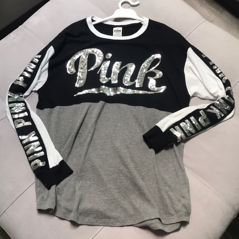 VS PINK LONG SLEEVE SEQUIN TEE